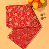 Scarlet Red Dual Tone Zari Floral Jaal Pure Silk Banarasi Saree With Dense Floral Jaal Pallu