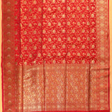 Scarlet Red Dual Tone Zari Floral Jaal Pure Silk Banarasi Saree With Dense Floral Jaal Pallu