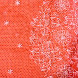 Peach-Coral Floral Printed Organza Saree With Embroidered Border