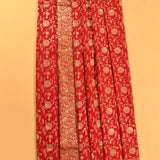 Scarlet Red Dual Tone Zari Floral Jaal Pure Silk Banarasi Saree With Dense Floral Jaal Pallu
