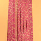 Dusty Pink Gold Zari All-Over Floral Vine Jaal Pure Silk Banarasi Saree With Floral Bouquet Pallu