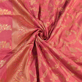 Dusty Pink Gold Zari All-Over Floral Vine Jaal Pure Silk Banarasi Saree With Floral Bouquet Pallu