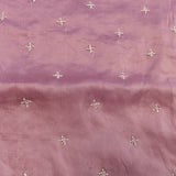 Mauve Hand Embroidered Saree With Silver Beadwork Scalloped Border