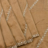 Beige Hand Embroidered Saree With Pearl Diamond Border