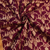 Deep Maroon Pure Silk Banarasi Saree With Gold Zari Floral Jaal And Contrast Pallu