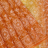 Orange-Yellow Ombre Organza Saree With Floral Thread Embroidery