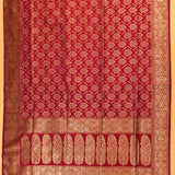 Crimson Red Pure Silk Banarasi Saree With Gold Zari Buttis And Paisley Pallu