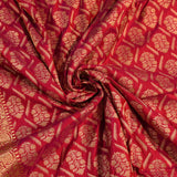 Crimson Red Pure Silk Banarasi Saree With Gold Zari Buttis And Paisley Pallu