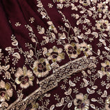 Burgundy Hand Embroidered Saree With Floral Sequin Pallu