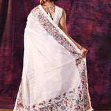 Pristine White With Meenakari Floral Border Chanderi Saree