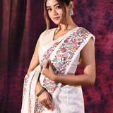 Pristine White With Meenakari Floral Border Chanderi Saree