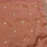 Dusty Rose Hand Embroidered Saree With Geometric Zigzag Border