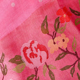 Pink Cotton Saree With Woven Rose Border
