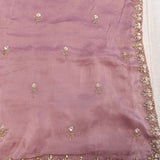 Mauve Pink Hand Embroidered Saree With Floral Sequin Border