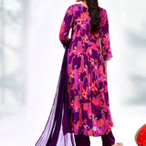 Purple Chiffon Floral Printed Kurta Set