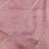 Mauve Pink Hand Embroidered Saree With Pearl Diamond Trellis Border