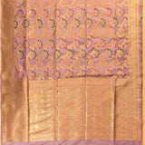 Deep Pink Gold Zari Floral Jaal Pure Silk Banarasi Saree With Mustard Gold Pallu