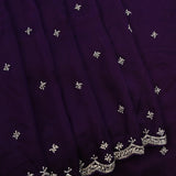 Deep Purple Hand Embroidered Saree With Silver Star Motifs