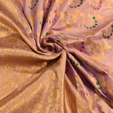 Deep Pink Gold Zari Floral Jaal Pure Silk Banarasi Saree With Mustard Gold Pallu