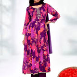 Purple Chiffon Floral Printed Kurta Set
