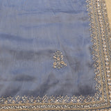 Grey Hand Embroidered Saree With Multi-Row Sequin Border