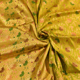 Lime Green Meenakari Gold Zari Floral Jaal Pure Silk Banarasi Saree