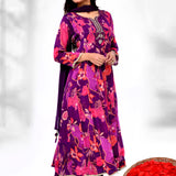 Purple Chiffon Floral Printed Kurta Set