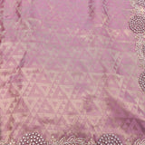 Mauve Pink Woven Saree With Hand Embroidered Floral Medallion Border