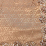Golden Brown Woven Saree With Hand Embroidered Floral Medallion Border