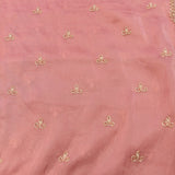 Pink Hand Embroidered Georgette Saree With Scalloped Zari Border