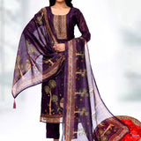 Dark Purple Chiffon Floral Sequin Kurta Set