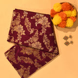 Burgundy Gold Zari Floral Vase All Over Pure Silk Banarasi Saree With Dense Woven Pallu