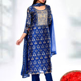 Royal Blue Crepe Silk Printed Kurta Set