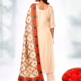 Pastel Cream Tissue Silk Floral Kurta Set