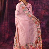 Soft Pink With Hand-Painted Vibrant Rose Border Design Chanderi Saree