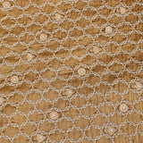 Olive Mustard Ikat-Print Saree With Abstract Floral Motifs And Sequin Border
