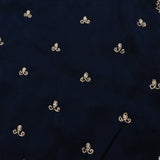 Navy Blue Hand Embroidered Georgette Saree With Scalloped Zari Border