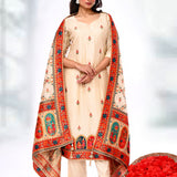 Pastel Cream Tissue Silk Floral Kurta Set
