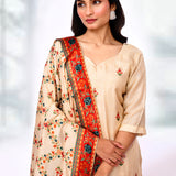 Pastel Cream Tissue Silk Floral Kurta Set
