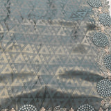 Grey-Blue Geometric Weave Saree With Hand Embroidered Beaded Border