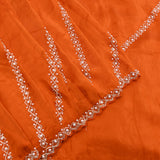 Orange Hand Embroidered Georgette Saree With Pearl Zari Border