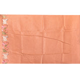Peach Tissue Saree With Pichwai Cow And Lotus Vine Embroidery