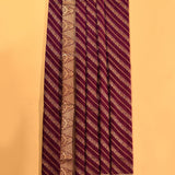Deep Magenta Gold Zari Diagonal Leheriya Stripe Pure Silk Banarasi Saree With Leaf Motif Pallu
