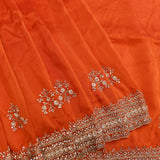 Orange Hand Embroidered Georgette Saree With Multi-Row Sequin Border