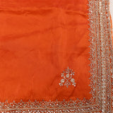 Orange Hand Embroidered Georgette Saree With Multi-Row Sequin Border