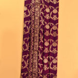 Royal Purple Gold Zari Floral Jaal Pure Silk Banarasi Saree With Arch Floral Bouquet Pallu