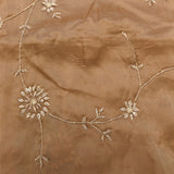 Beige Hand Embroidered Georgette Saree With Floral Creeper Work