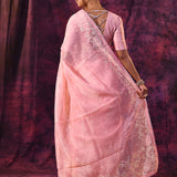 Soft Pink With Chikankari Floral Embroidery Georgette Saree