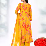 Sunrise Yellow Cotton Silk Floral Kurta Set