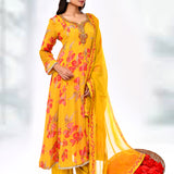 Sunrise Yellow Cotton Silk Floral Kurta Set
